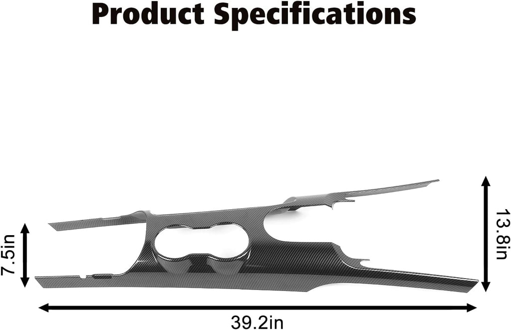 RT-TCZ Carbon Fiber Center Console Gear Shift Panel Trim Cover Cup Holder Frame Interior Decoration Kit Accessories for Ford Mustang 2015-2022