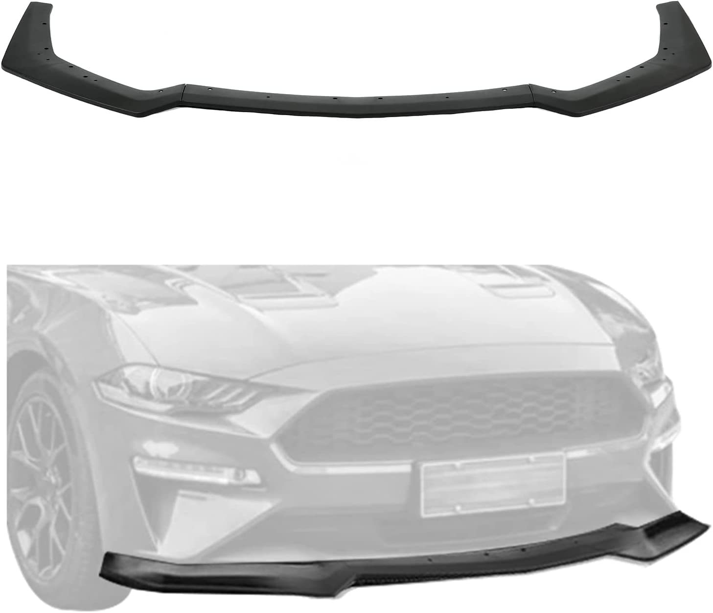 KUAFU Front Bumper Lip Splitter Compatible with 2018-2023 Ford Mustang GT Ecoboost Model W/Performance Pack Lower Chin Spoiler Lip Valance Paintable