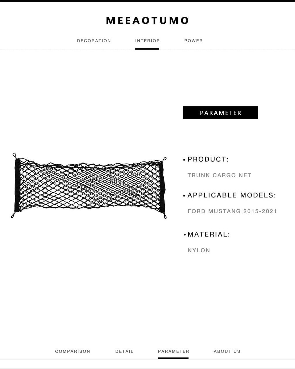 Trunk Cargo Net Accessories for Ford Mustang 2015-2025