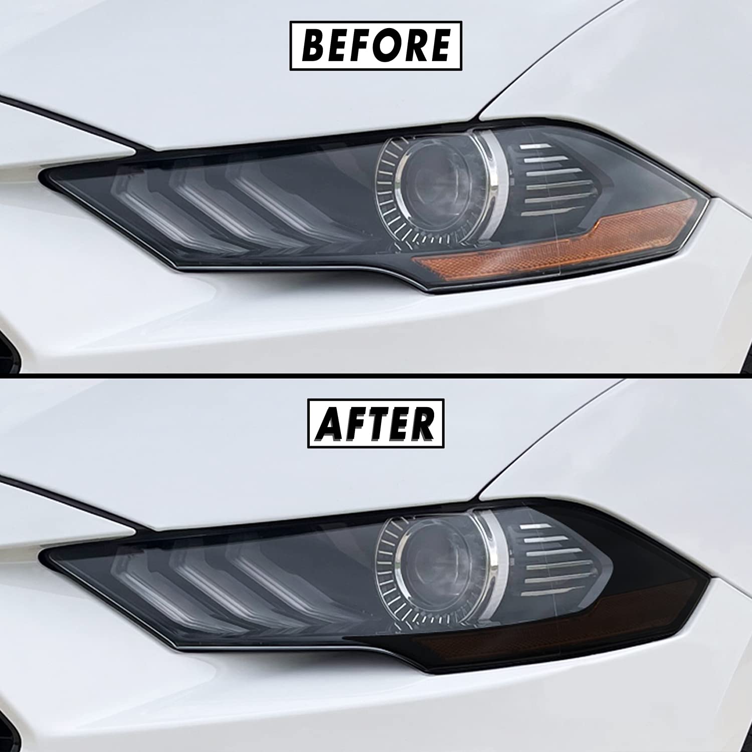SlickMod PreCut Vinyl Smoke Tint for 2018-2021 Ford Mustang Foglight (3. Foglight/Turn Signal, 20% Dark Smoke)