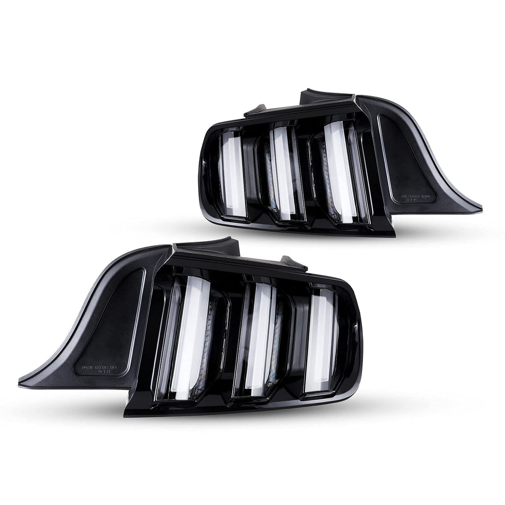 LED Tail Light for 2015-2023 Ford Mustang with Dynamic Running Turn Light Design,WOLFSORM Ford Mustang LED Tail Light Replacement Assembly,1 Pair(Smoke Lens)