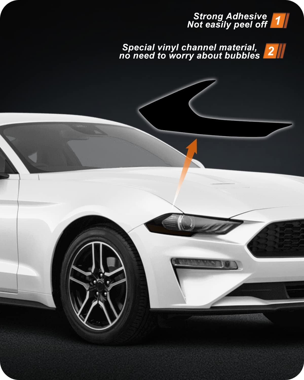 NDRUSH Headlight Side Marker Tint Vinyl Head Light Tint Film Precut Overlay Wrap Cover Compatible with 2018-2021 Ford Mustang