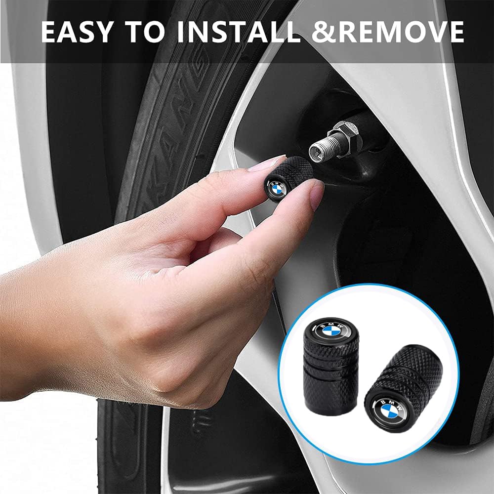 Tire Valve Stem Caps for Ford Mustang Metal Car Wheel Air caps Auto Valve Stem Caps Accessories 4 Pcs Black