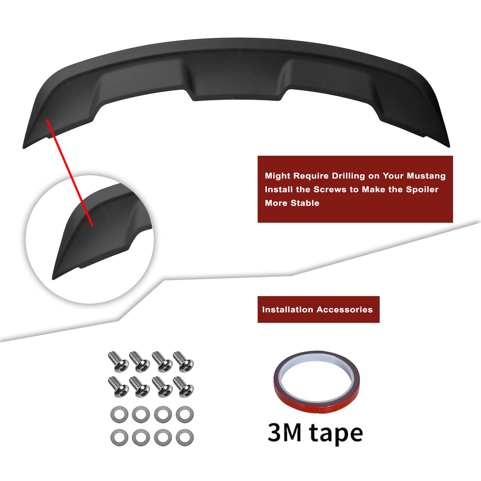 2015-2023 Mustang Ecoboost Spoiler Compatible with Mustang V6/V8/Shelby/GT/EcoBoost Coupe 2 Door Models GT 350 GT500 Style ABS Trunk Rear Spoiler Wing