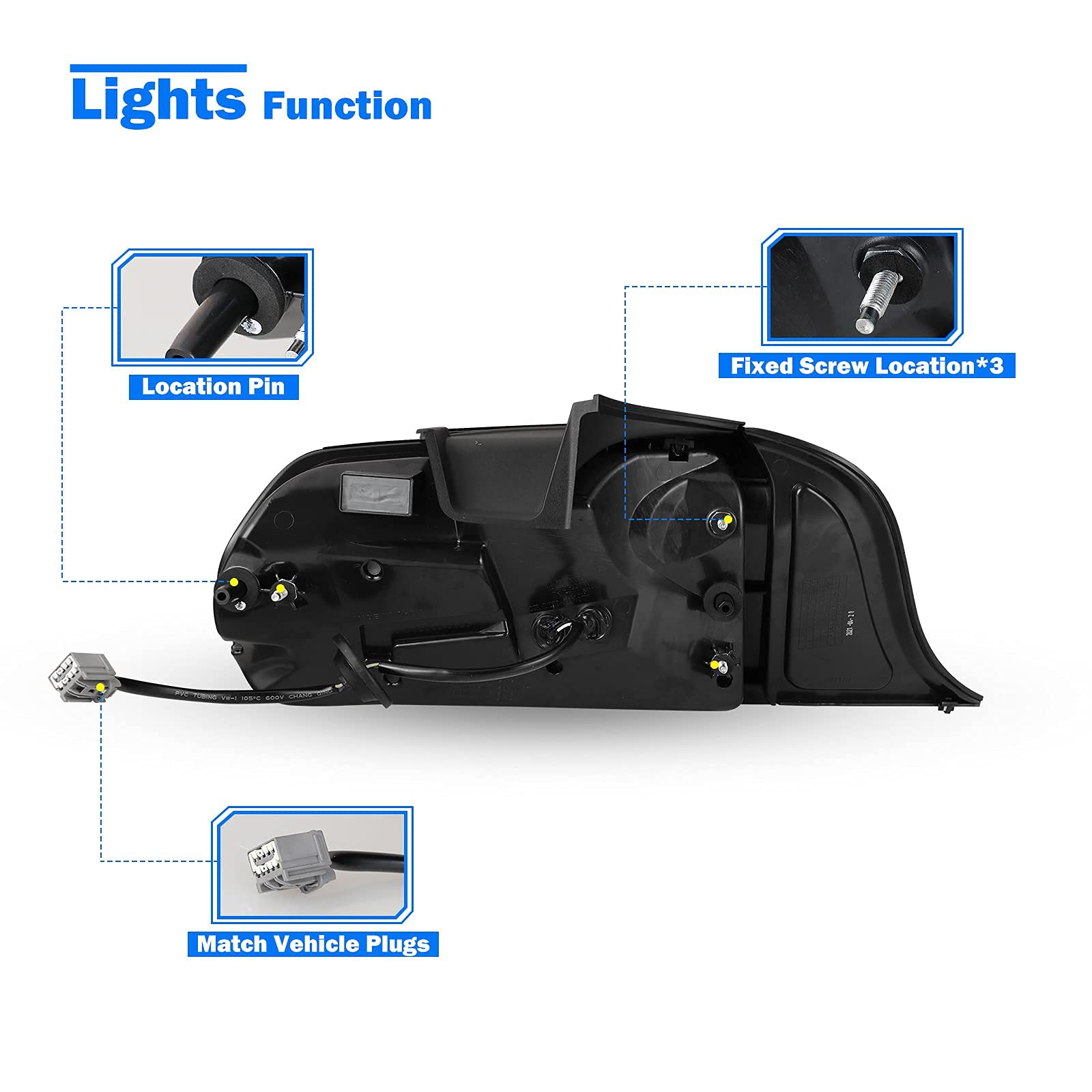 LED Tail Light for 2015-2023 Ford Mustang with Dynamic Running Turn Light Design,WOLFSORM Ford Mustang LED Tail Light Replacement Assembly,1 Pair(Smoke Lens)