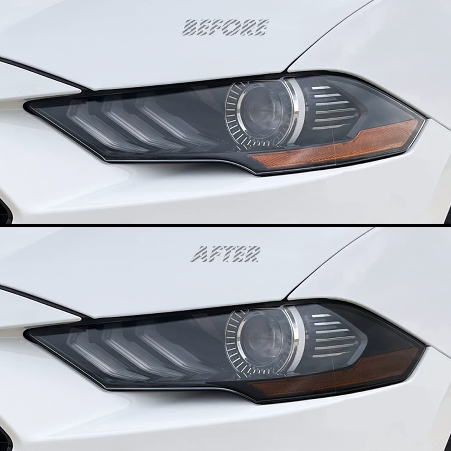 SlickMod PreCut Vinyl Smoke Tint for 2018-2021 Ford Mustang Foglight (3. Foglight/Turn Signal, 20% Dark Smoke)