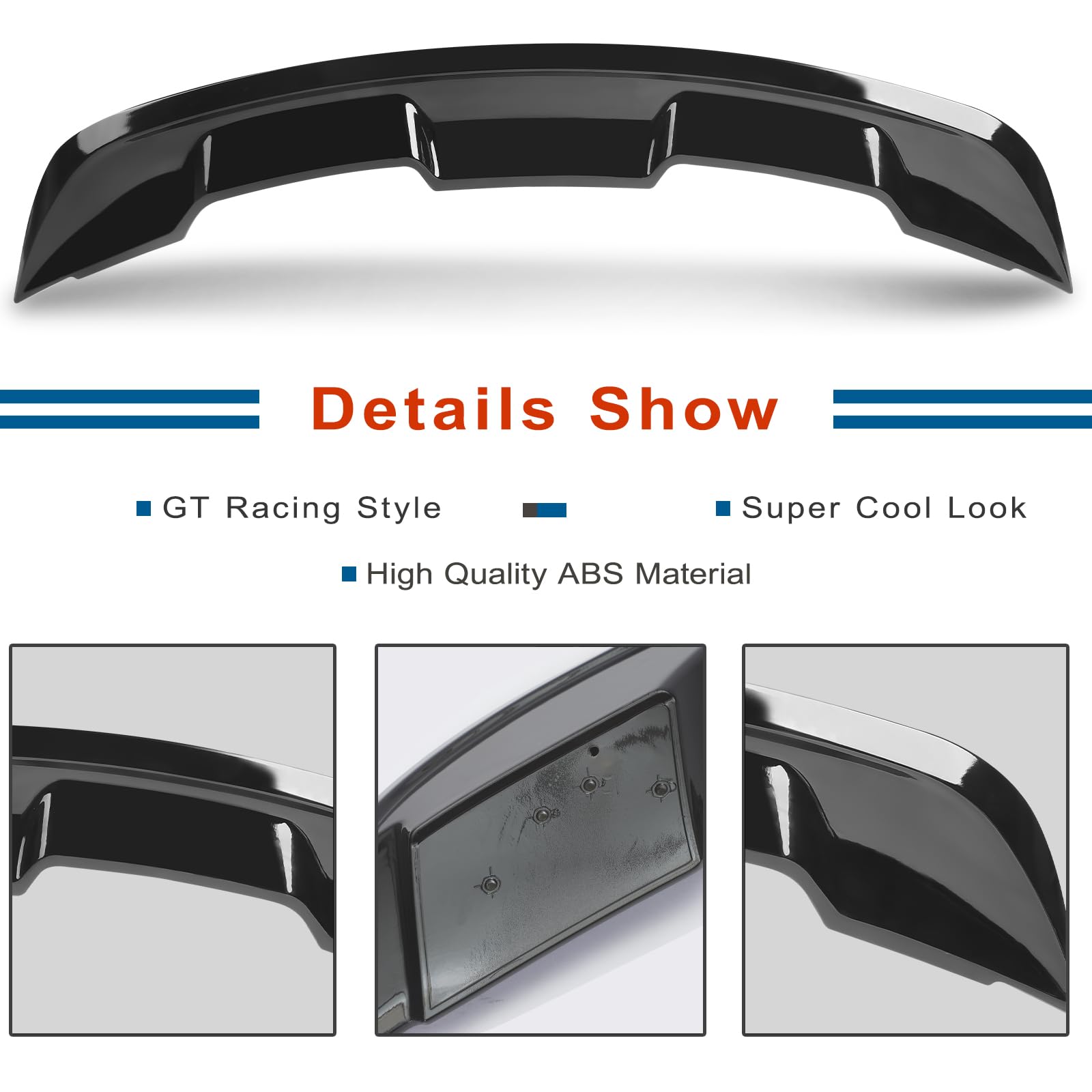 2015-2023 Mustang Ecoboost Spoiler Compatible with Mustang V6/V8/Shelby/GT/EcoBoost Coupe 2 Door Models GT 350 GT500 Style ABS Trunk Rear Spoiler Wing