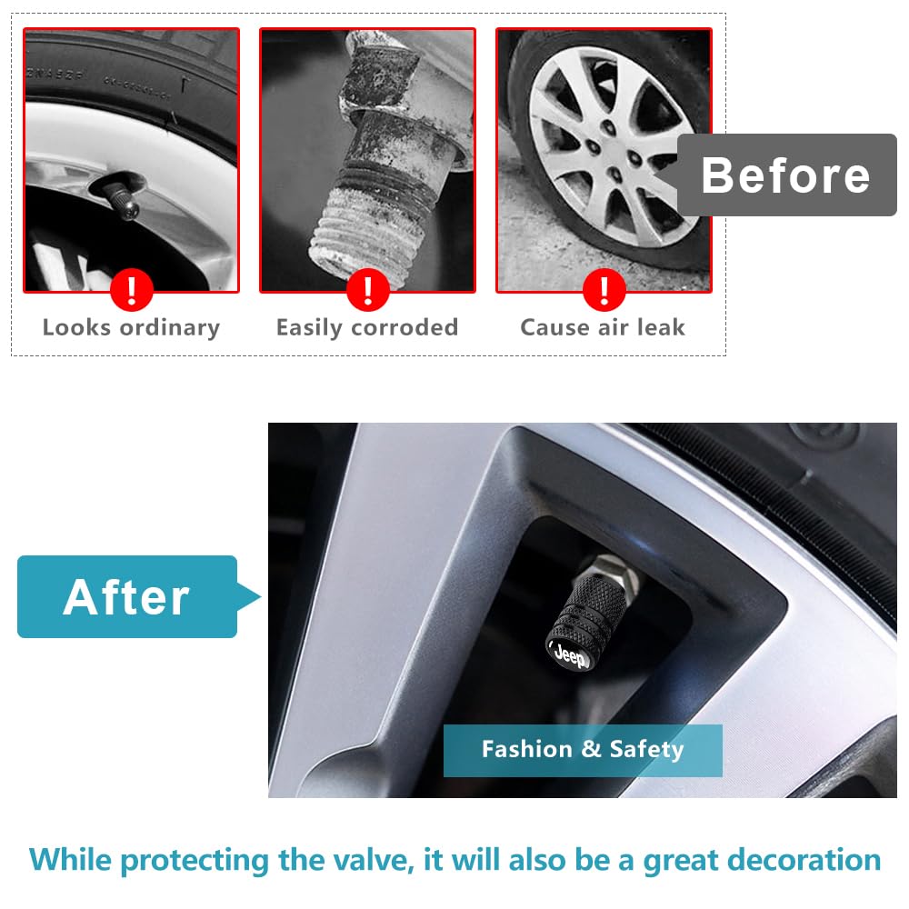 Tire Valve Stem Caps for Ford Mustang Metal Car Wheel Air caps Auto Valve Stem Caps Accessories 4 Pcs Black