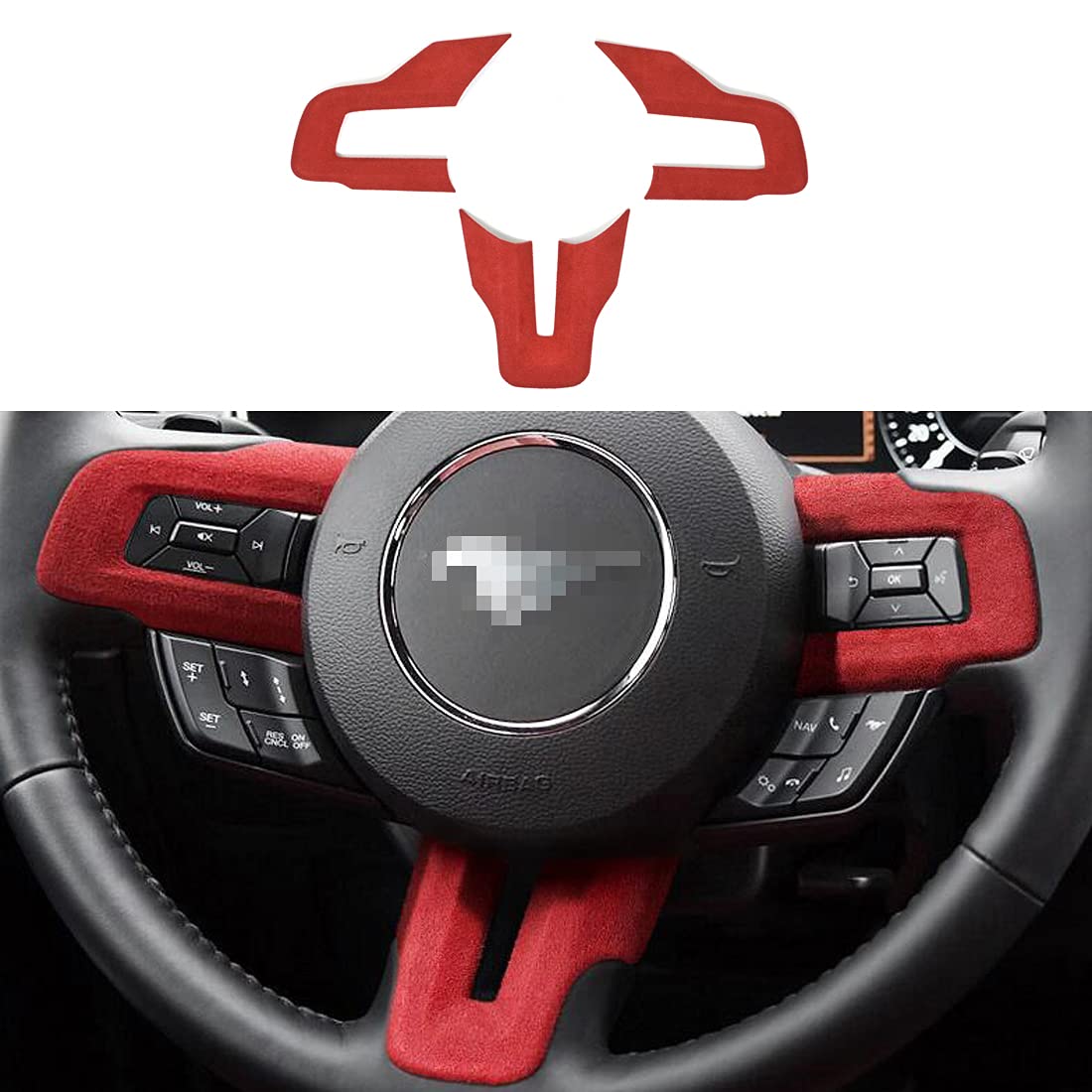Steering Wheel Button Emblem 3D Red Trim Sticker Roadster Interior Decorative Accessories for Mustang 2015 2016 2017 2018 2019 2020 2021 2022 2023