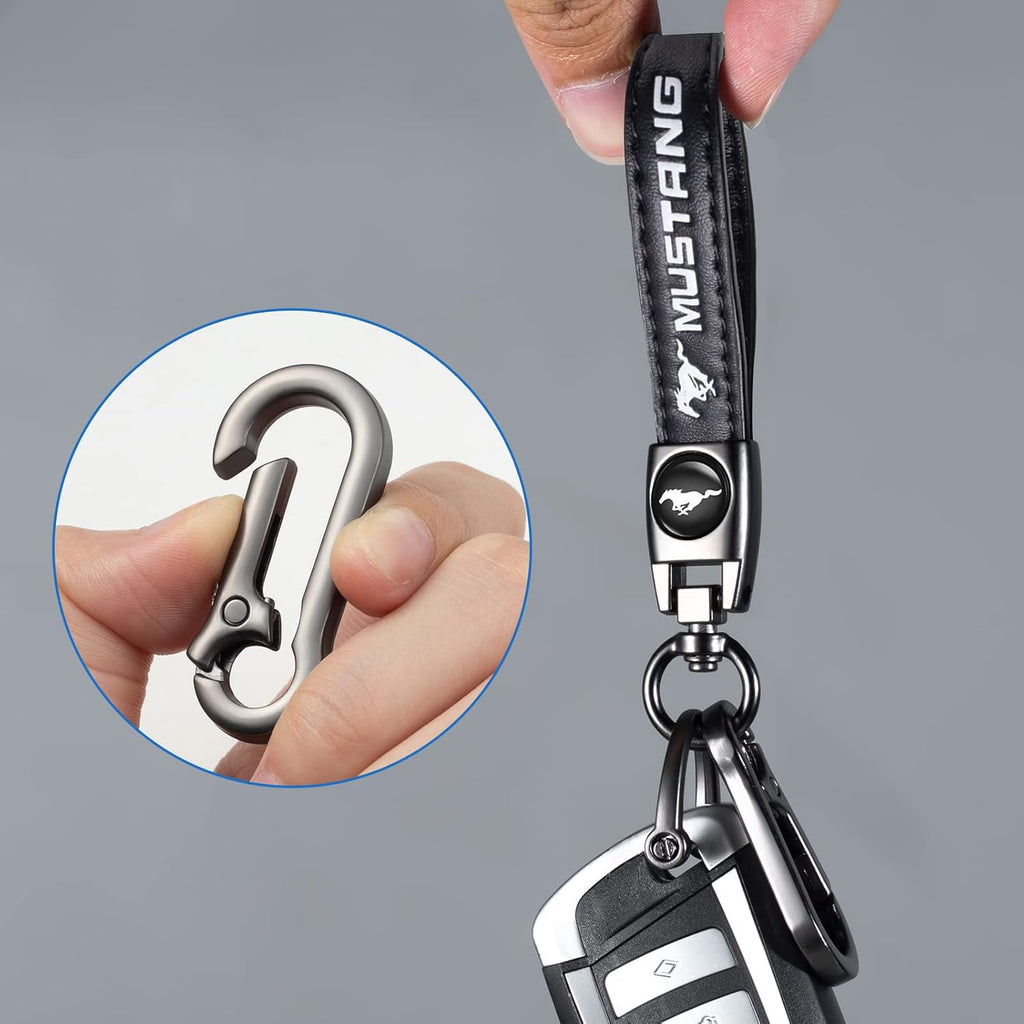 TACOMA Genuine Leather Car Keychain for Key Chain for Men and Women Family Present Key Ring Accessories(Black)