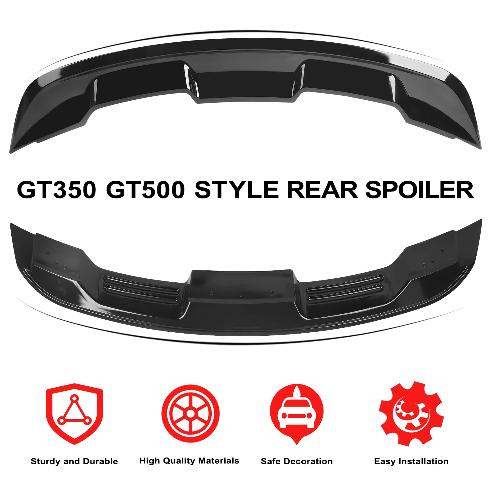 2015-2023 Mustang Ecoboost Spoiler Compatible with Mustang V6/V8/Shelby/GT/EcoBoost Coupe 2 Door Models GT 350 GT500 Style ABS Trunk Rear Spoiler Wing