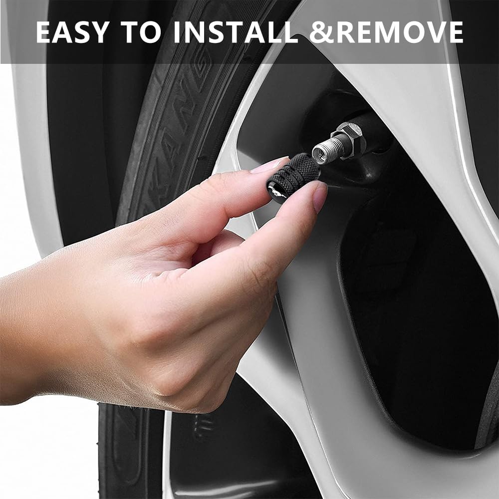 Tire Valve Stem Caps for Ford Mustang Metal Car Wheel Air caps Auto Valve Stem Caps Accessories 4 Pcs Black