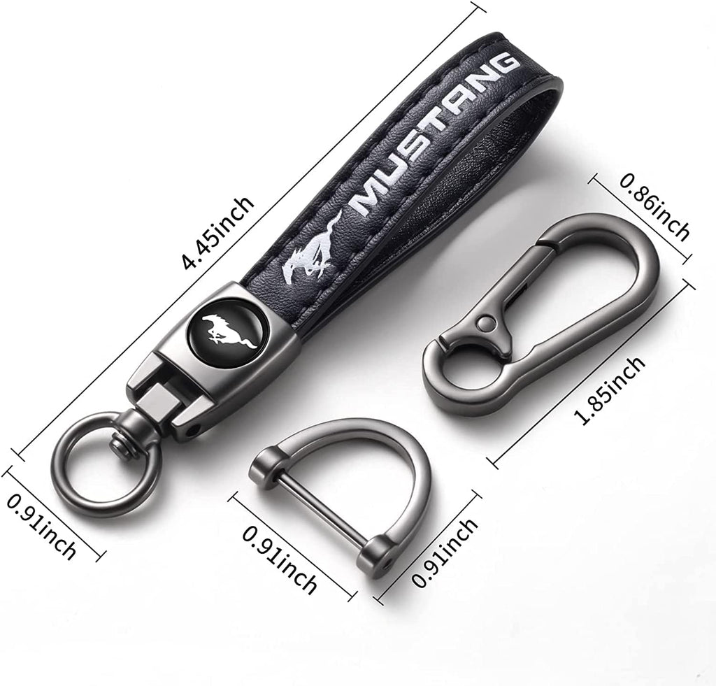 TACOMA Genuine Leather Car Keychain for Key Chain for Men and Women Family Present Key Ring Accessories(Black)