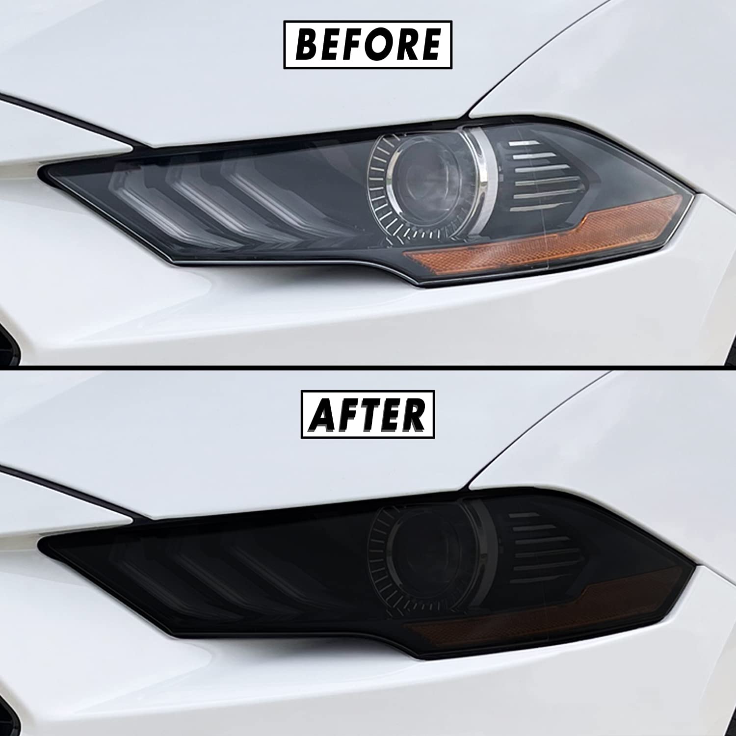 SlickMod PreCut Vinyl Smoke Tint for 2018-2021 Ford Mustang Foglight (3. Foglight/Turn Signal, 20% Dark Smoke)