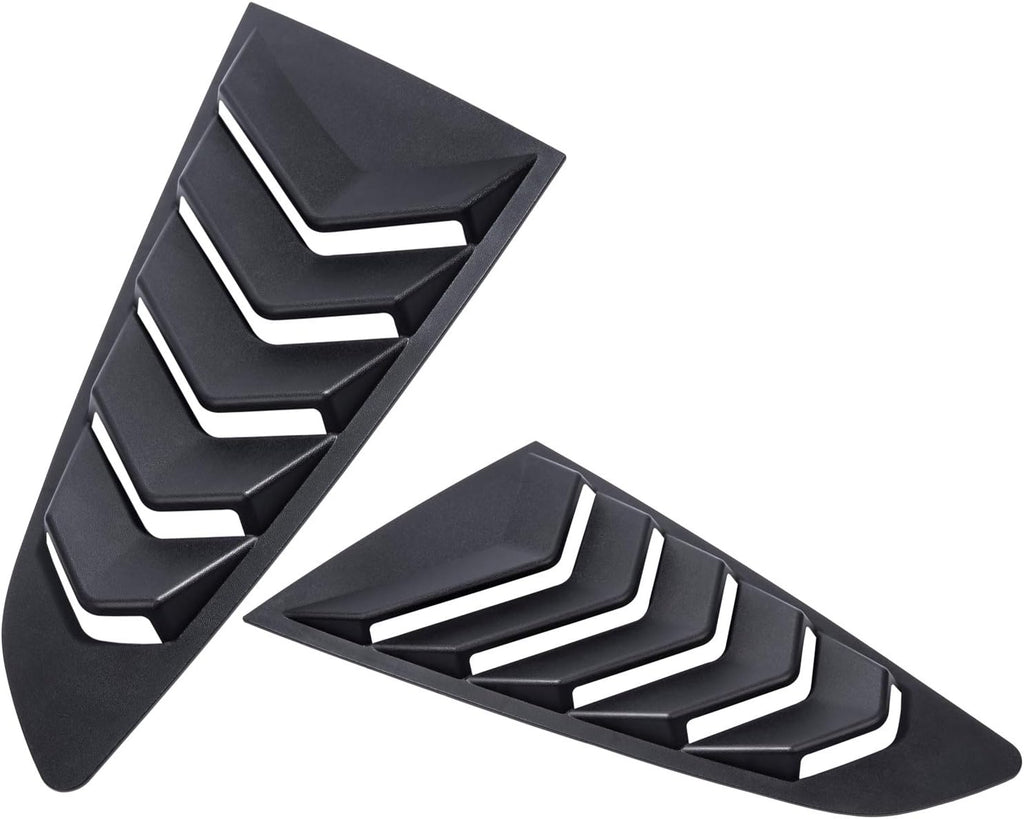 Side Window Louvers for Ford Mustang 2015 2016 2017 2018 2019 2020 2021 2022 2023 Windshield Sun Shade Cover Vent GT Lambo Style Custom Fit All Weather ABS (Matte Black)