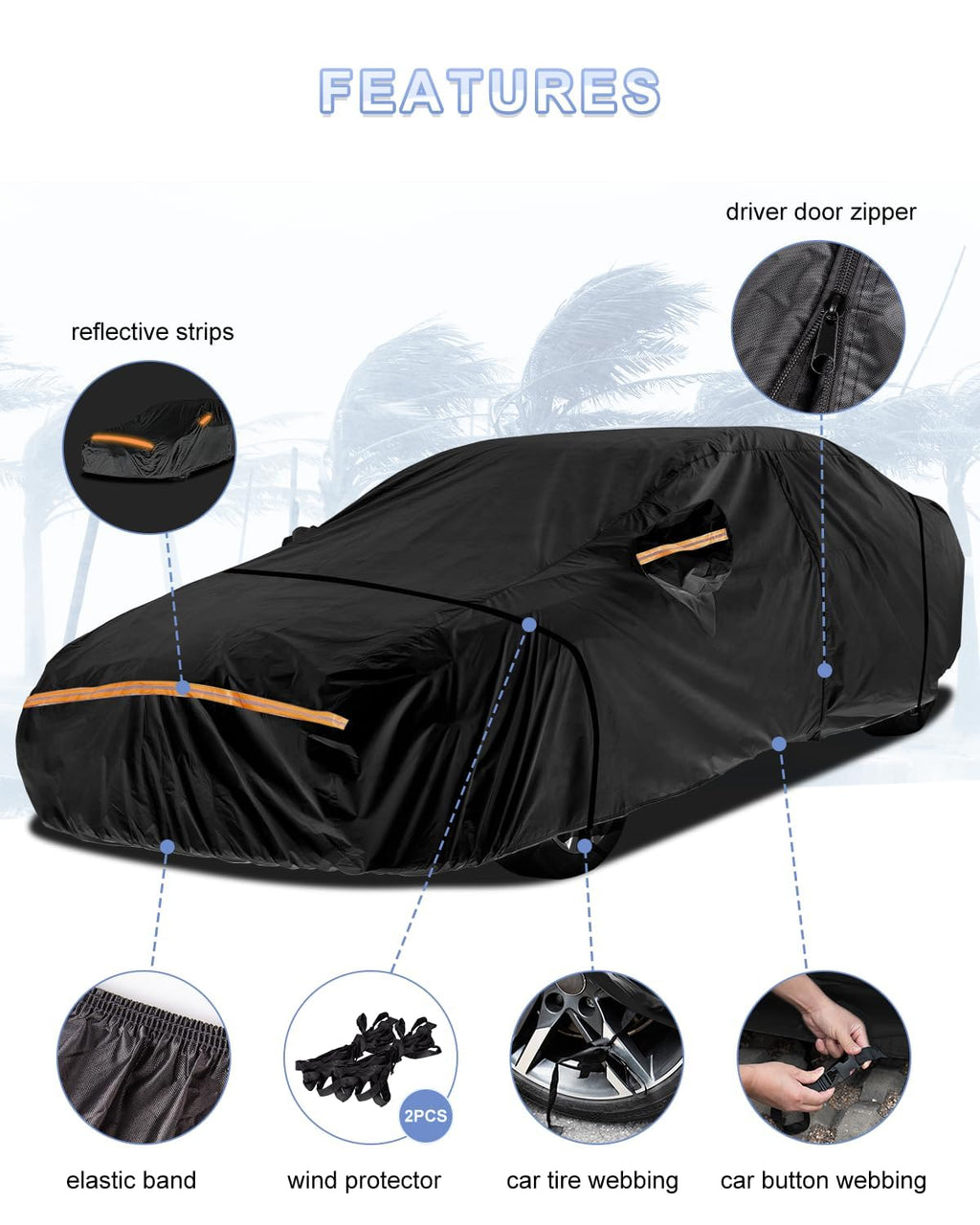 Car Cover Waterproof All Weather Custom Fit for Ford Mustang 1994-2025, 420D Oxford Full Outdoor Automtive Heavy Duty Covers Windproof Snowproof Dustproof UV Hail Protection Accessories