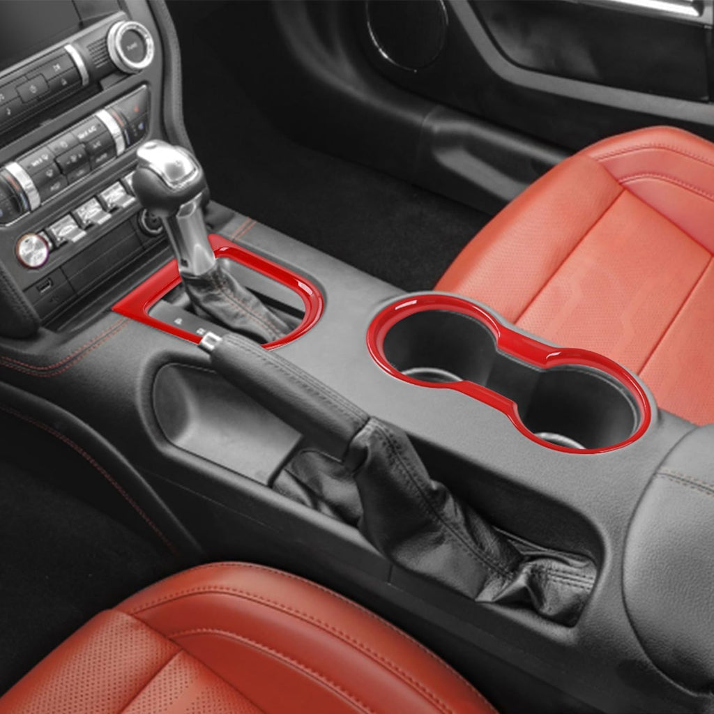 Cup Holder Cover Gear Shift Frame Cover Trim Kit Decor Interior Accessories for Ford Mustang 2015-2023