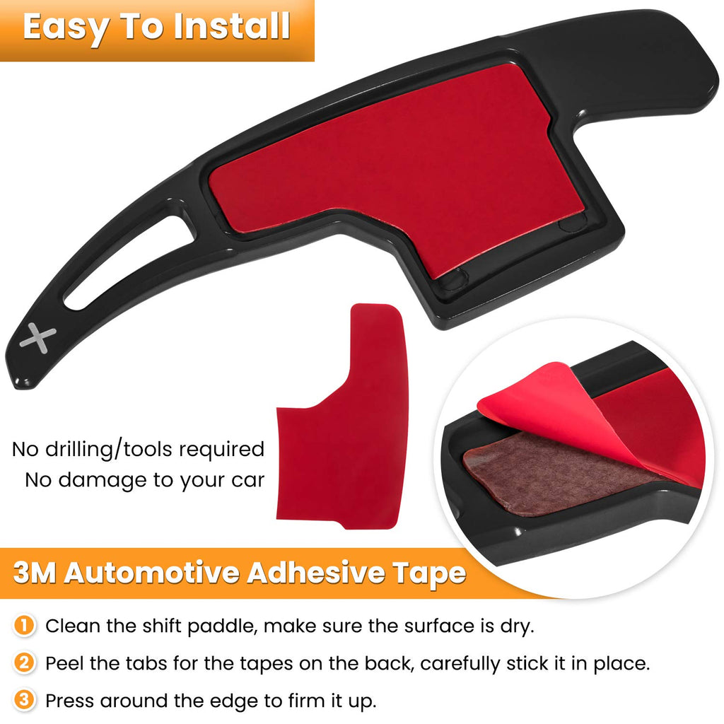 Steering Wheel Shift Paddle Extended Shifter Trim Cover for Ford Mustang 2015 2016 2017 2018 2019 2020 2021 2022 2023 Interior Decoration Accessories Aluminum Alloy (Red 2PCS)