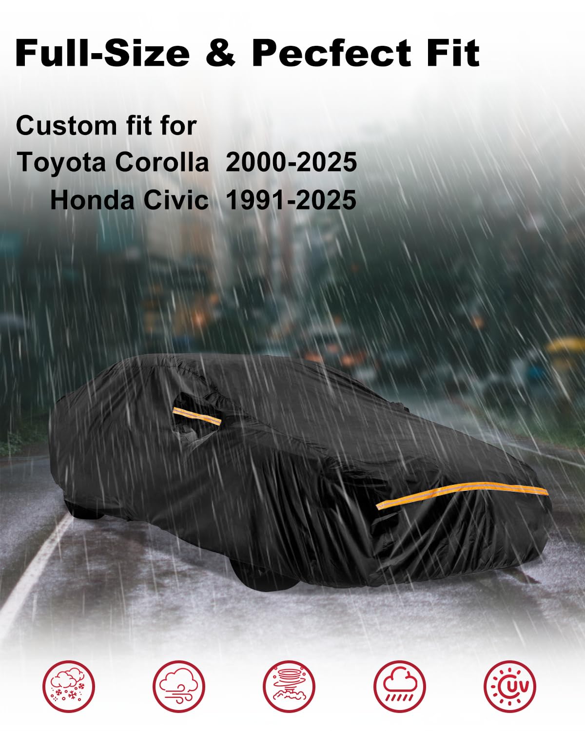 Car Cover Waterproof All Weather Custom Fit for Ford Mustang 1994-2025, 420D Oxford Full Outdoor Automtive Heavy Duty Covers Windproof Snowproof Dustproof UV Hail Protection Accessories