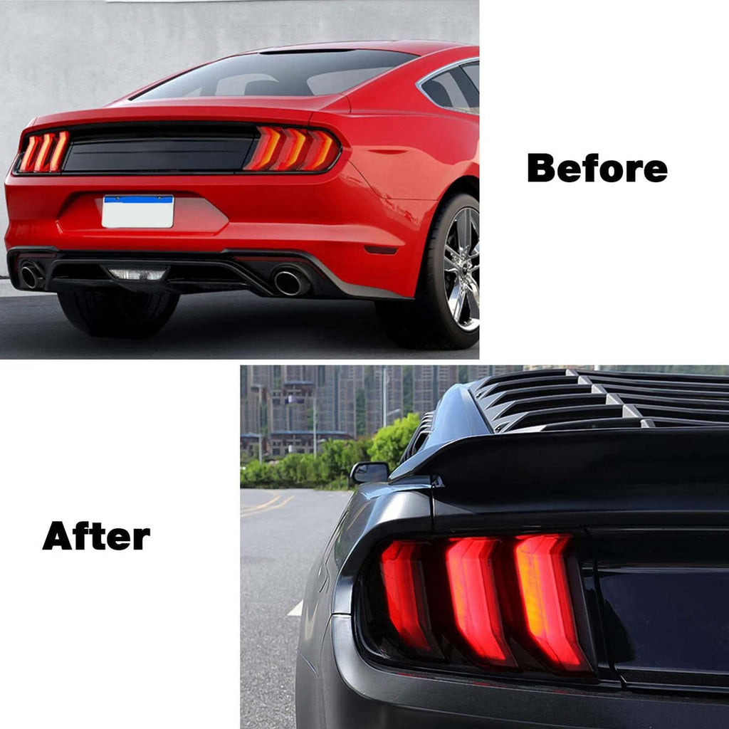 RT-TCZ Tail Light Lamp Cover Guard Trim Frame Bezels Decoration Accessories Compatible with Ford Mustang 2018-2023(2018+ Smoke Black)