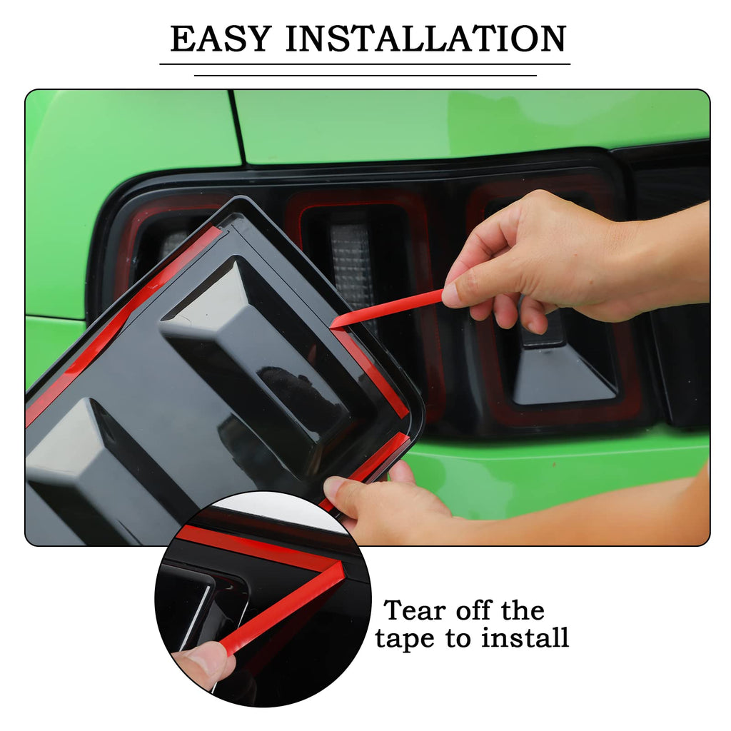 RT-TCZ Tail Light Lamp Cover Guard Trim Frame Bezels Decoration Accessories Compatible with Ford Mustang 2018-2023(2018+ Smoke Black)