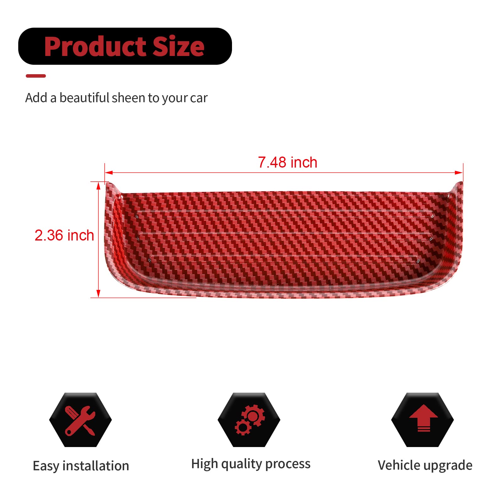 RT-TCZ Carbon Fiber Gear Shift Panel Storage Box Organizer Tray Center Console Trim Cover Accessories for Ford Mustang 2015 2016 2017 2018 2019 2020 2021 2022 2023 2024