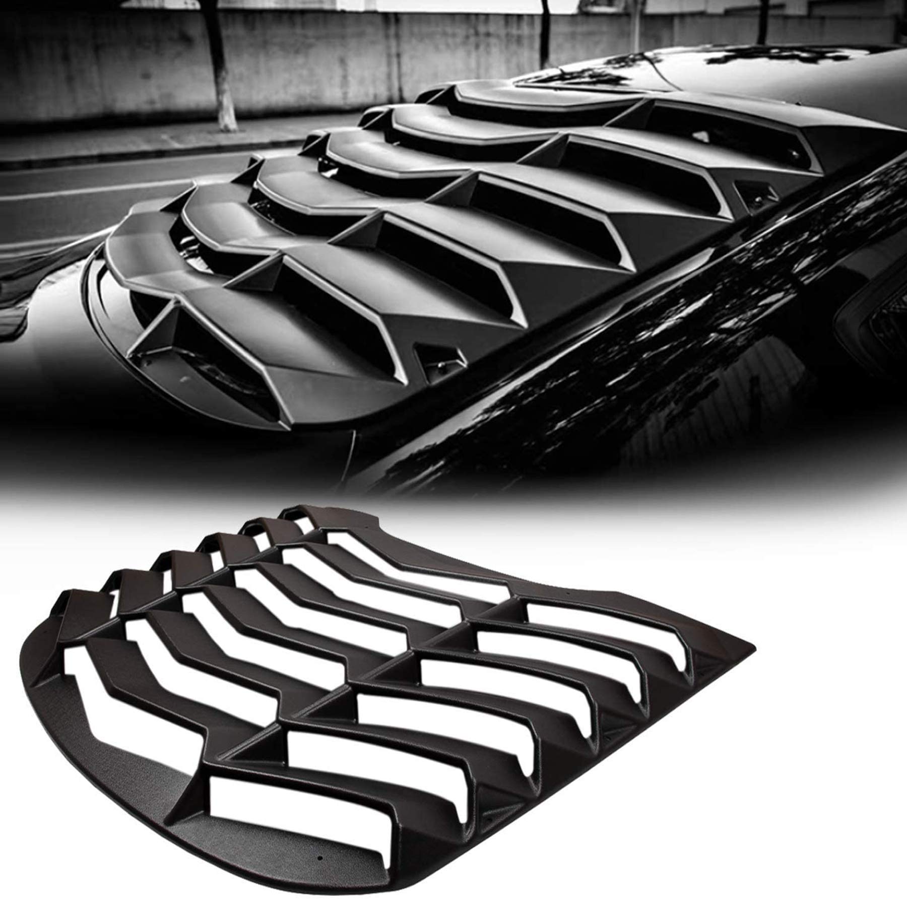 2015-2023 Rear Window Louvers Windshield Sun Shade Cover Lambo Style Matte Black Compatible with Ford Mustang 2015 2016 2017 2018 2019 2020 2021 …