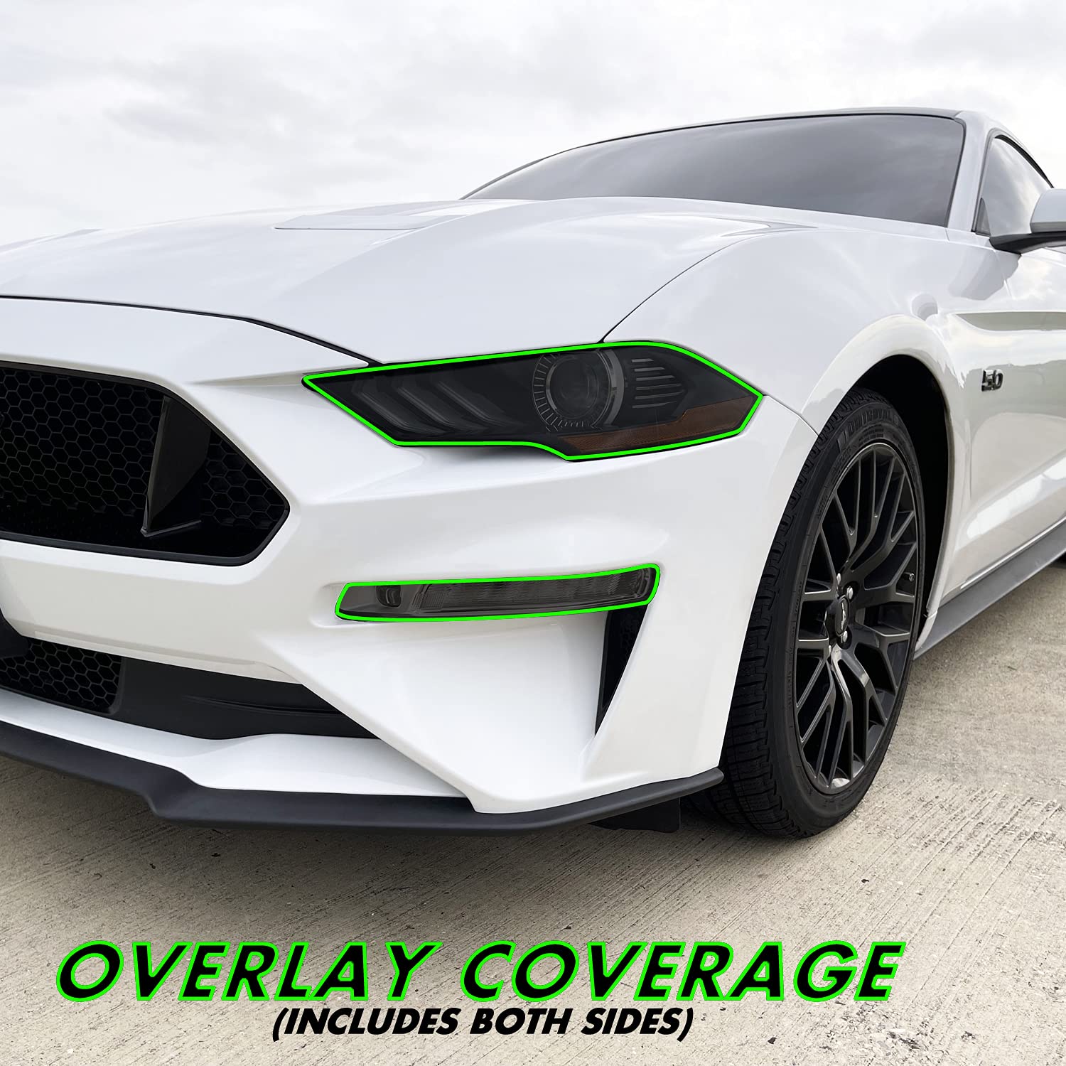 SlickMod PreCut Vinyl Smoke Tint for 2018-2021 Ford Mustang Foglight (3. Foglight/Turn Signal, 20% Dark Smoke)