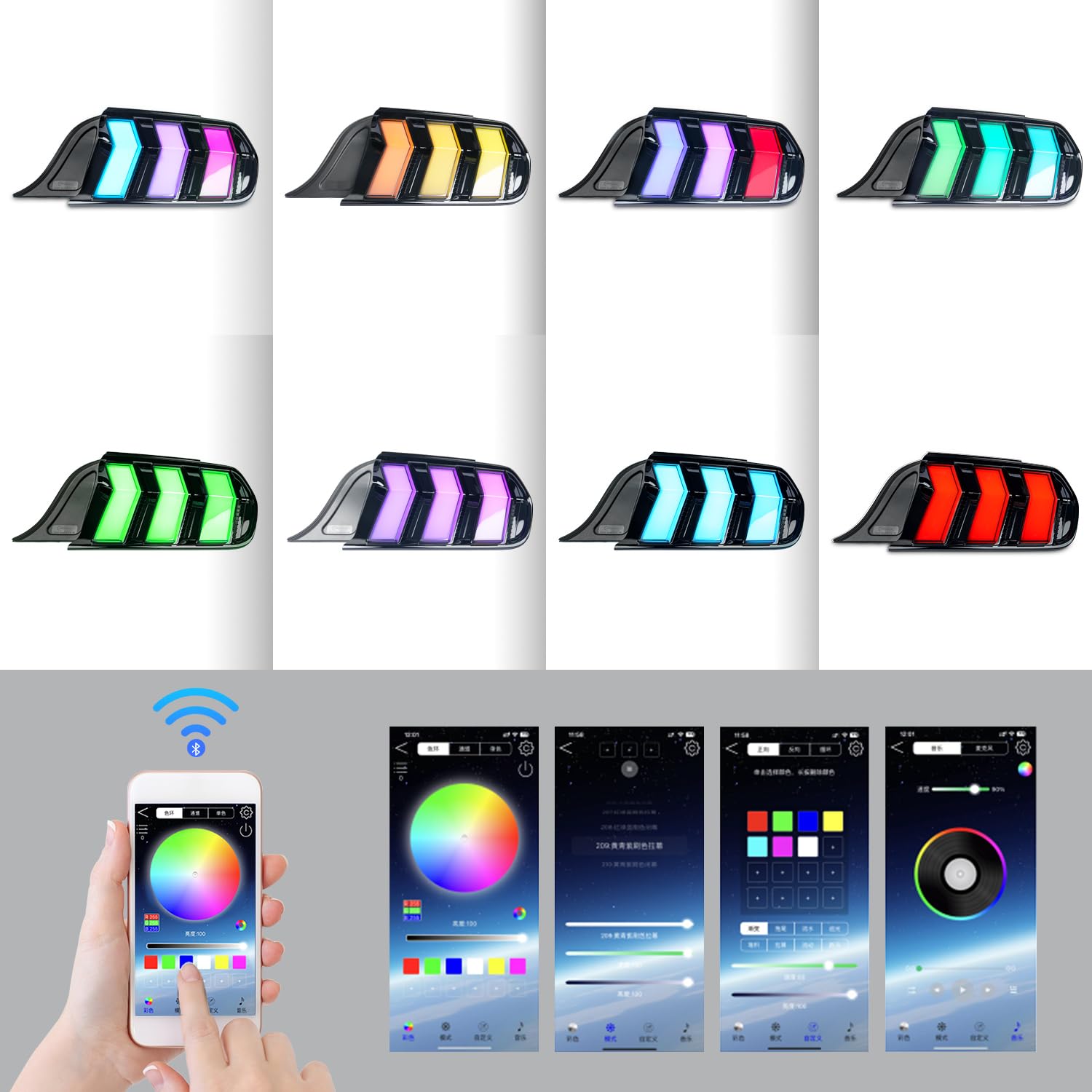 Archaic Tail Lights Assembly Compatible with Ford Mustang Shelby GT350 GT500 2015-2023,w/Start Up Animation & Sequential Turn Signal,Clear