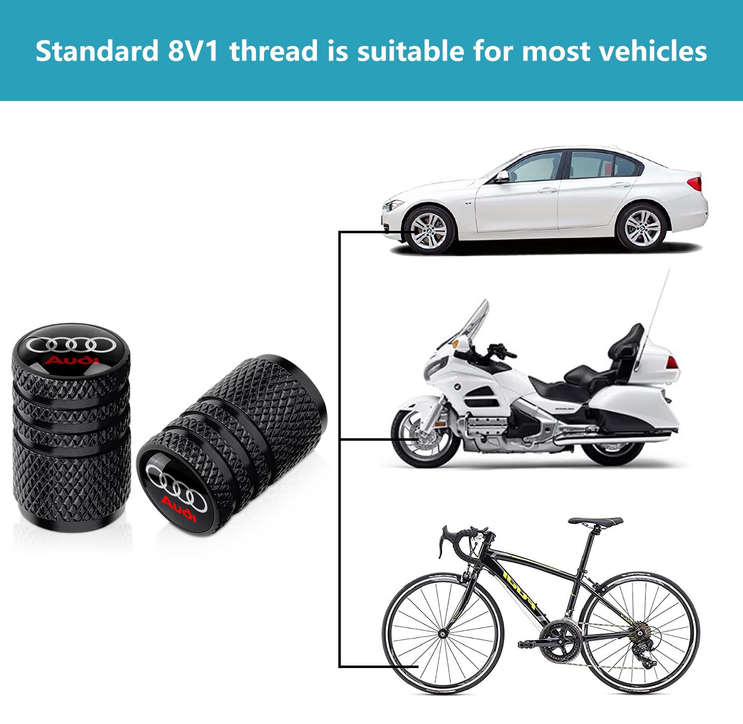 Tire Valve Stem Caps for Ford Mustang Metal Car Wheel Air caps Auto Valve Stem Caps Accessories 4 Pcs Black