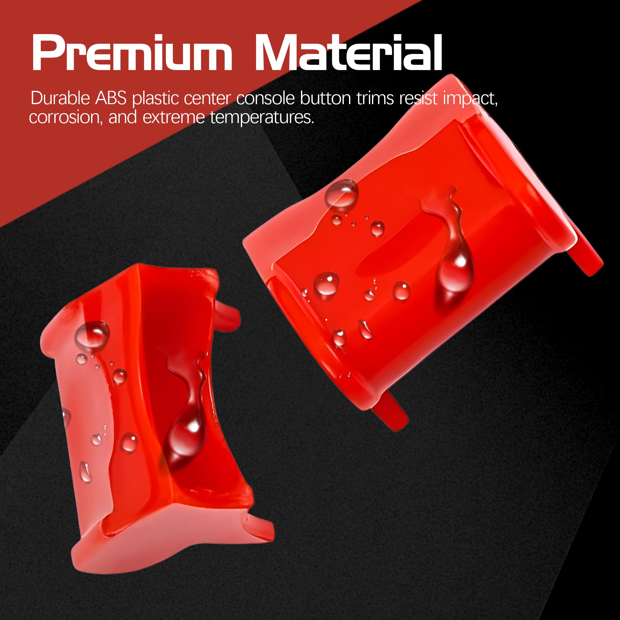 Center Console Dashboard Control Button Cover Trim Interior Accessories for Ford Mustang 2015-2022(4 Pack, Red)