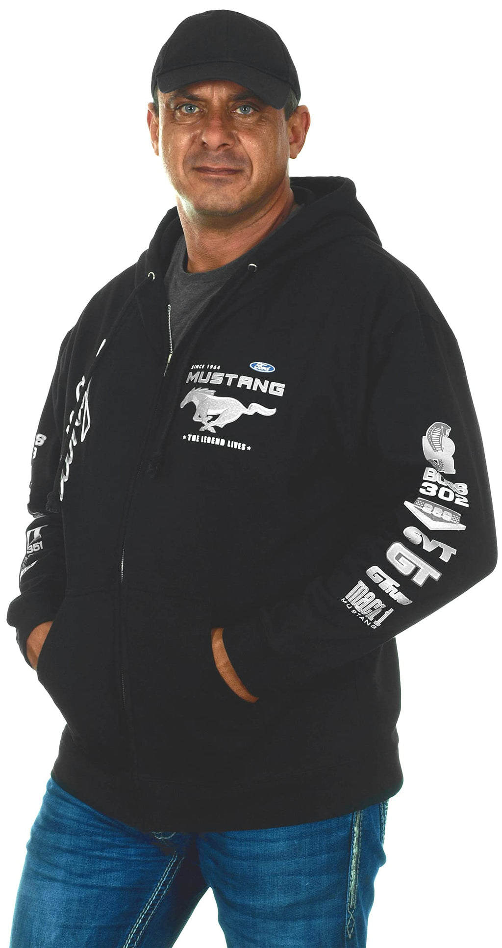 Jh Design Men's Ford Mustang Hoodies in 5 Styles Pullovers & Full Zip Up