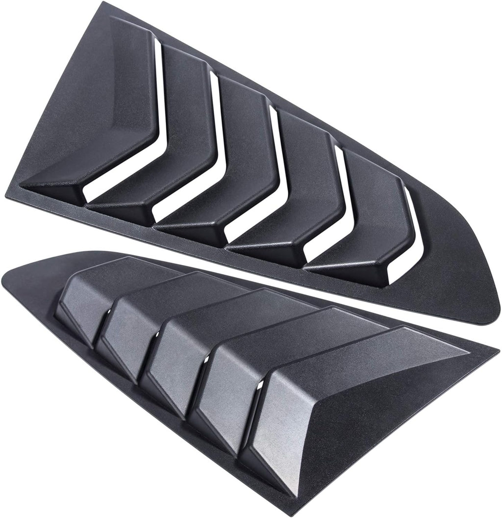 Side Window Louvers for Ford Mustang 2015 2016 2017 2018 2019 2020 2021 2022 2023 Windshield Sun Shade Cover Vent GT Lambo Style Custom Fit All Weather ABS (Matte Black)