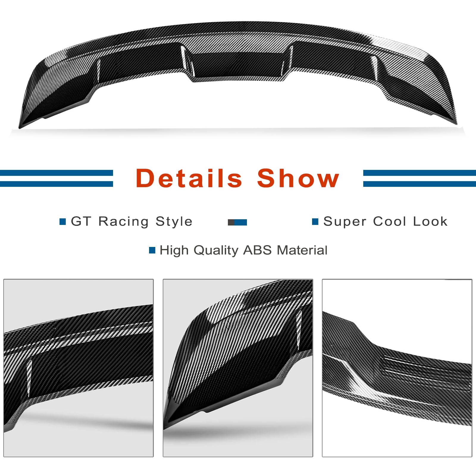 2015-2023 Mustang Ecoboost Spoiler Compatible with Mustang V6/V8/Shelby/GT/EcoBoost Coupe 2 Door Models GT 350 GT500 Style ABS Trunk Rear Spoiler Wing