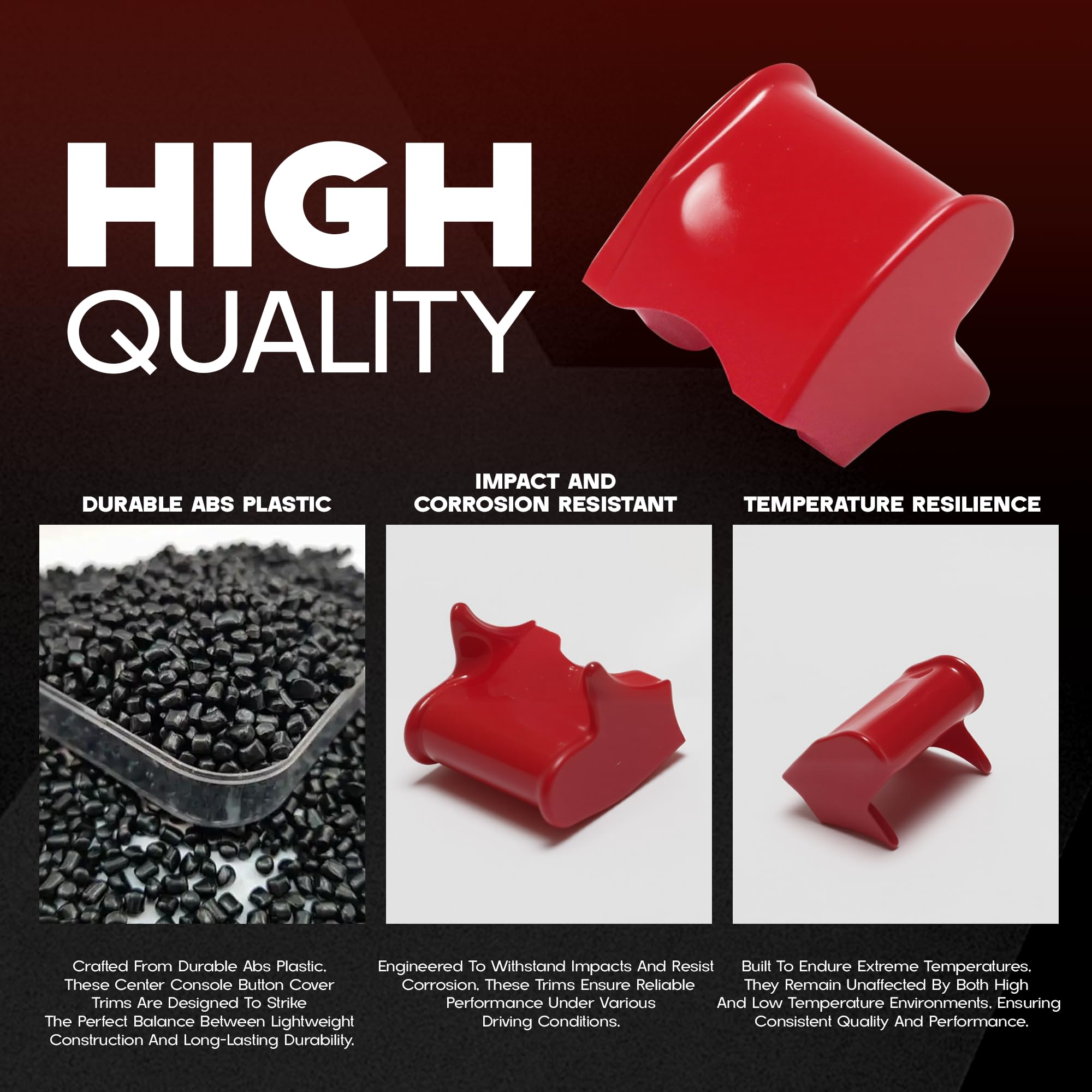 Center Console Dashboard Control Button Cover Trim Interior Accessories for Ford Mustang 2015-2022(4 Pack, Red)