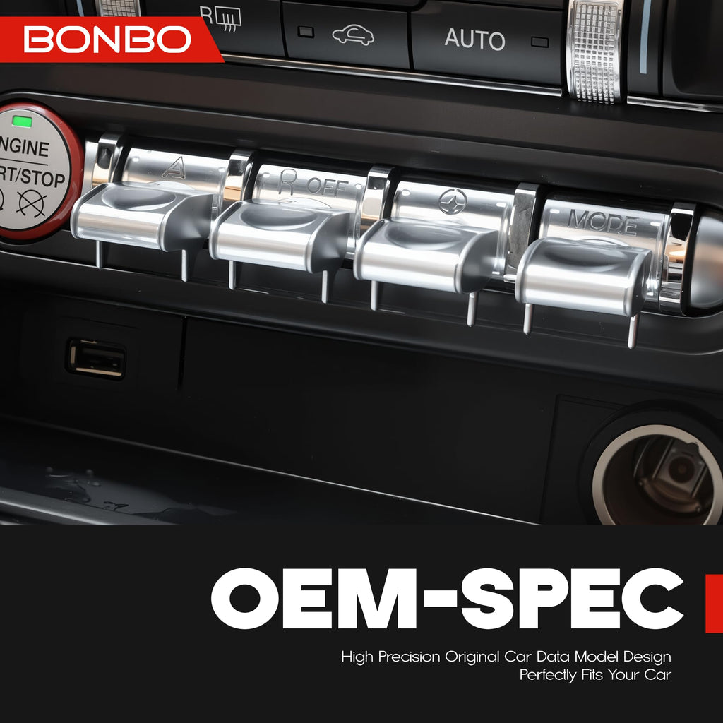 Center Console Dashboard Control Button Cover Trim Interior Accessories for Ford Mustang 2015-2022(4 Pack, Red)