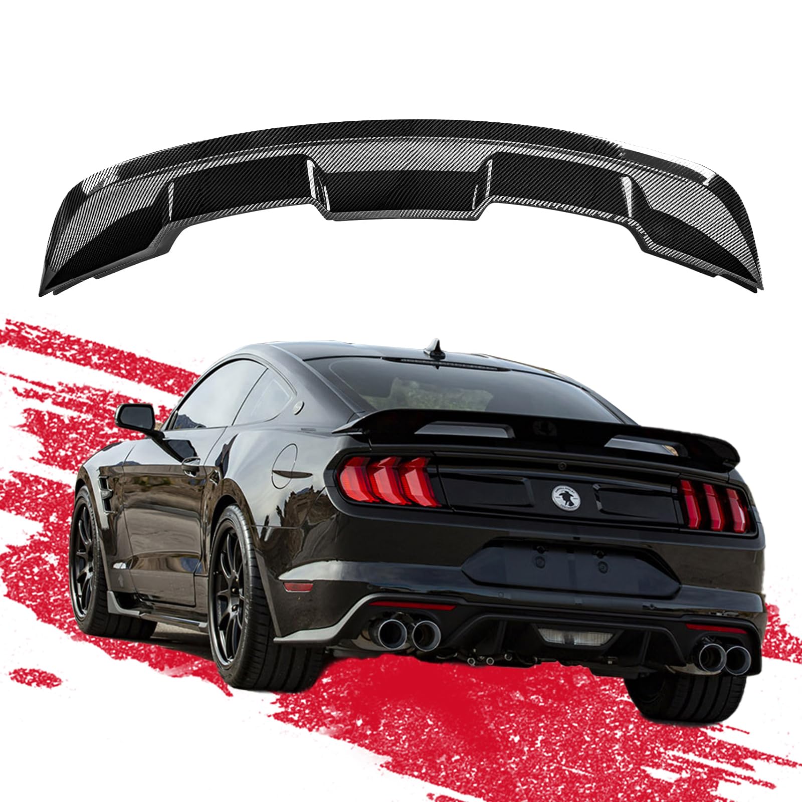 2015-2023 Mustang Ecoboost Spoiler Compatible with Mustang V6/V8/Shelby/GT/EcoBoost Coupe 2 Door Models GT 350 GT500 Style ABS Trunk Rear Spoiler Wing