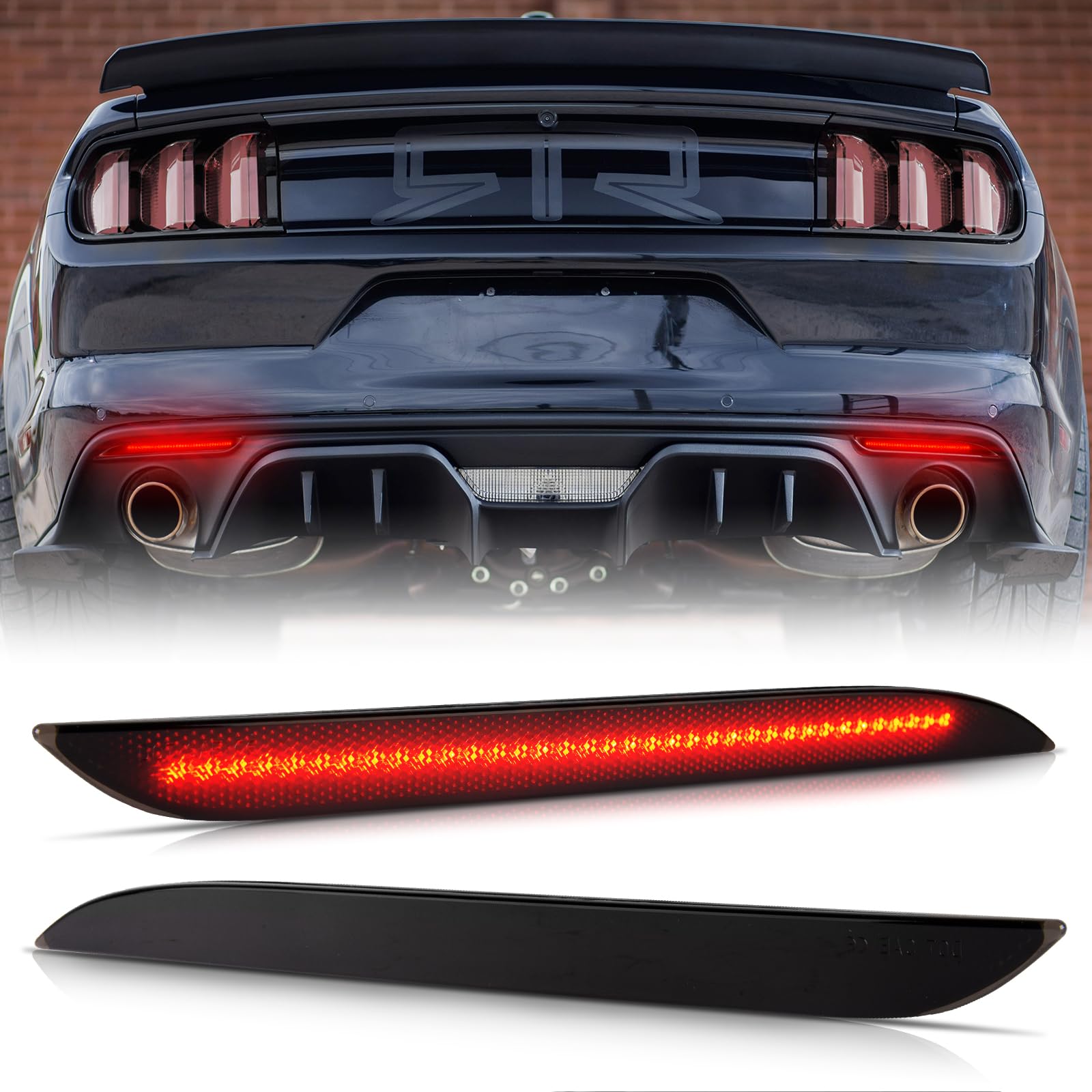 Gempro LED Side Marker Lights for Ford Mustang 2015-2023 Rear White Fender Marker Reflectors Lamps Smoked Len, 2PCS