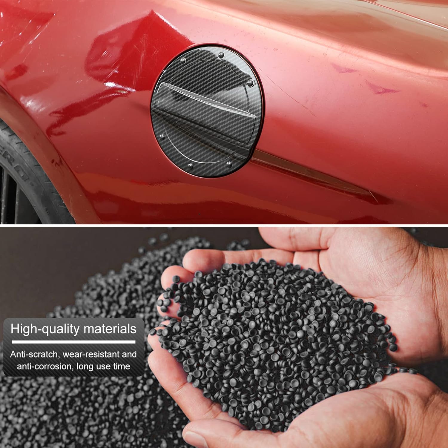 RT-TCZ Carbon Fiber Fuel Filler Door Gas Tank Cap Cover Exterior Decoration Accessories for 2015-2023 Ford Mustang