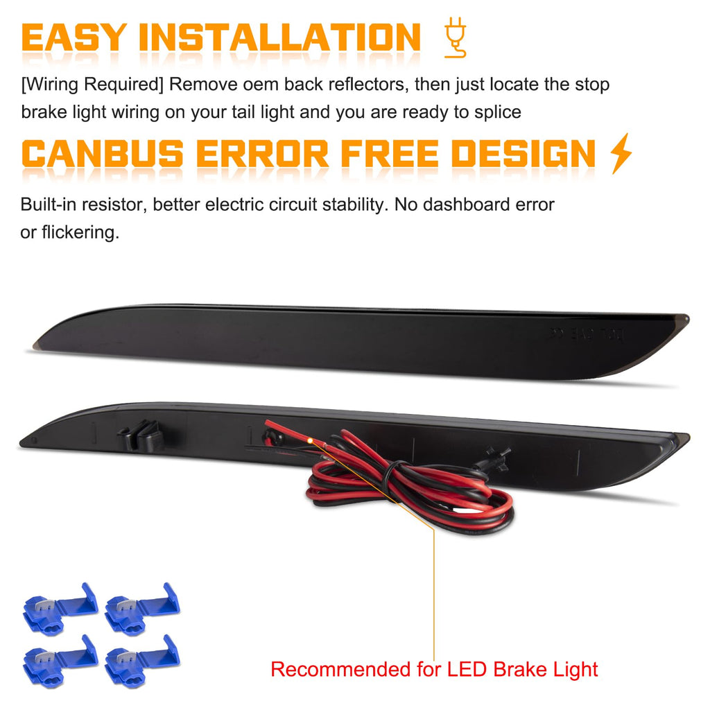 Gempro LED Side Marker Lights for Ford Mustang 2015-2023 Rear White Fender Marker Reflectors Lamps Smoked Len, 2PCS