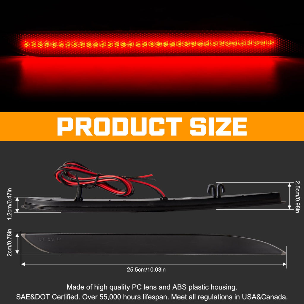 Gempro LED Side Marker Lights for Ford Mustang 2015-2023 Rear White Fender Marker Reflectors Lamps Smoked Len, 2PCS