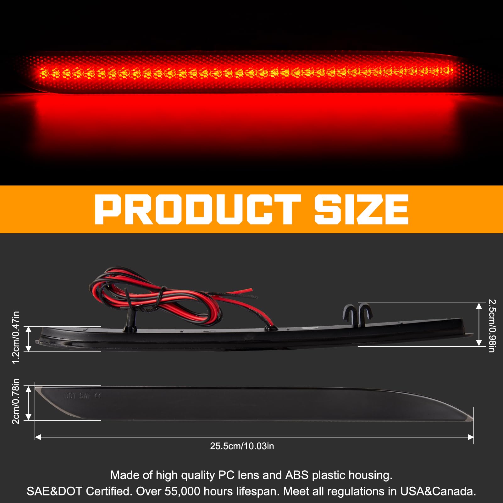 Gempro LED Side Marker Lights for Ford Mustang 2015-2023 Rear White Fender Marker Reflectors Lamps Smoked Len, 2PCS