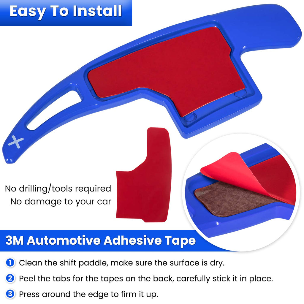 Steering Wheel Shift Paddle Extended Shifter Trim Cover for Ford Mustang 2015 2016 2017 2018 2019 2020 2021 2022 2023 Interior Decoration Accessories Aluminum Alloy (Red 2PCS)