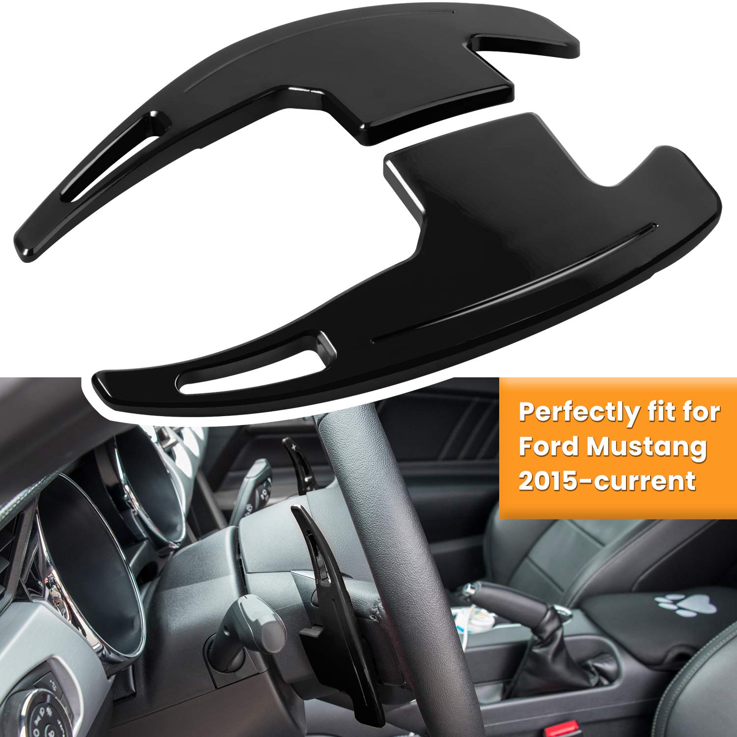 Steering Wheel Shift Paddle Extended Shifter Trim Cover for Ford Mustang 2015 2016 2017 2018 2019 2020 2021 2022 2023 Interior Decoration Accessories Aluminum Alloy (Red 2PCS)