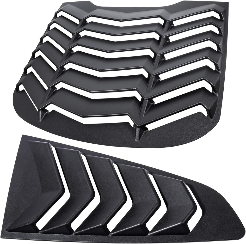 E-cowlboy Rear+Side Window Louvers for Ford Mustang 2015 2016 2017 2018 2019 2020 2021 2022 2023 Windshield Sun Shade Cover Vent GT Lambo Style Exterior Accessories All Weather ABS (Matte Black)
