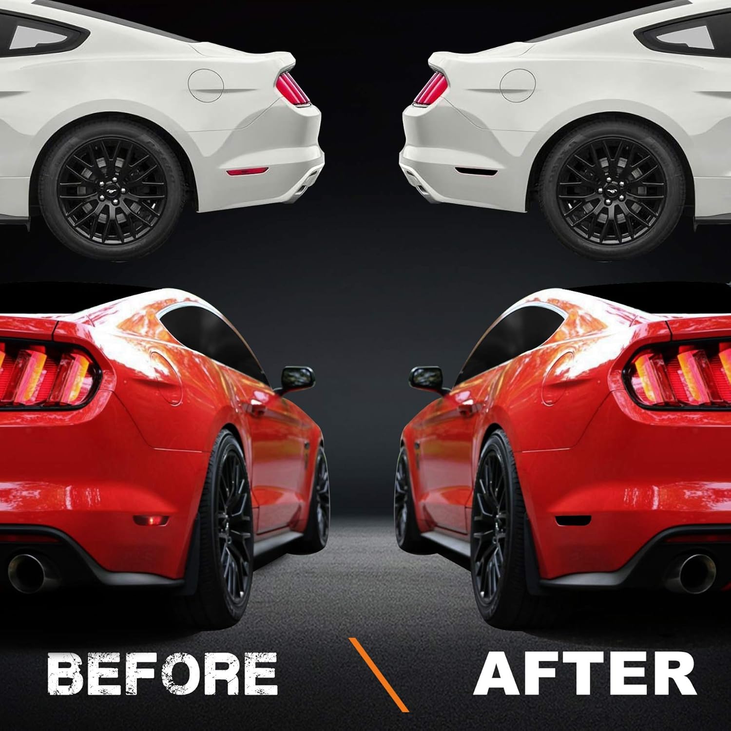 NDRUSH Blackout Side Marker Lights Vinyl Tint Film Precut Overlay Rear Sidemarker Wrap Cover Compatible with Ford Mustang 2015 2016 2017 2018 2019