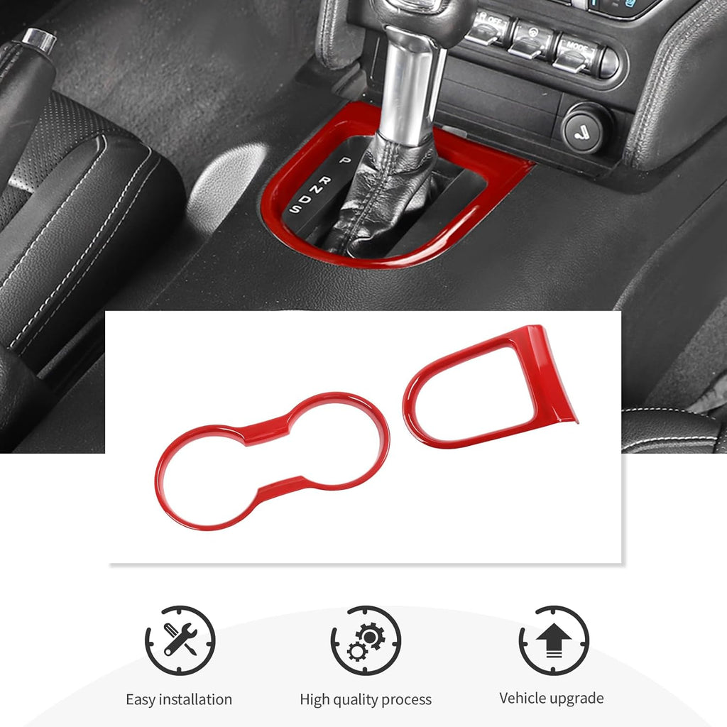 Cup Holder Cover Gear Shift Frame Cover Trim Kit Decor Interior Accessories for Ford Mustang 2015-2023
