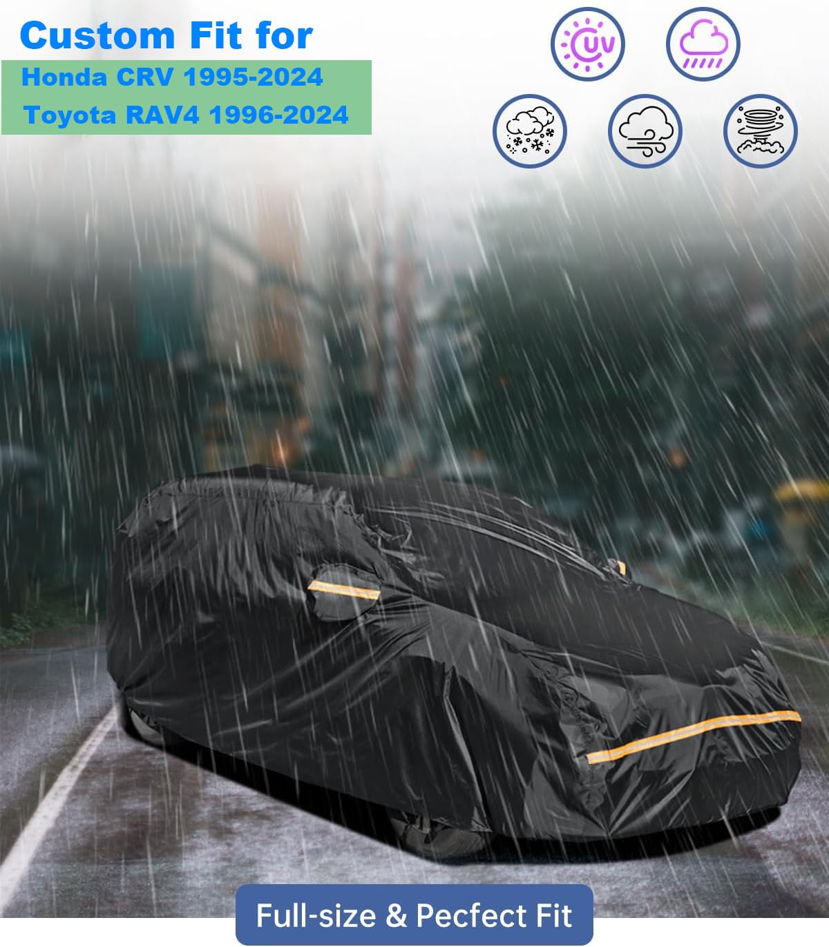 Car Cover Waterproof All Weather Custom Fit for Ford Mustang 1994-2025, 420D Oxford Full Outdoor Automtive Heavy Duty Covers Windproof Snowproof Dustproof UV Hail Protection Accessories