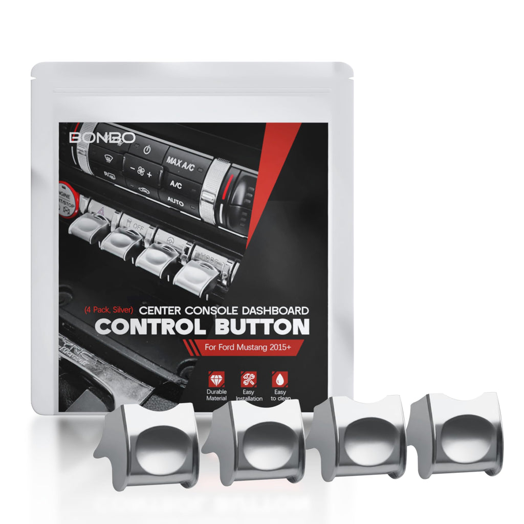 Center Console Dashboard Control Button Cover Trim Interior Accessories for Ford Mustang 2015-2022(4 Pack, Red)