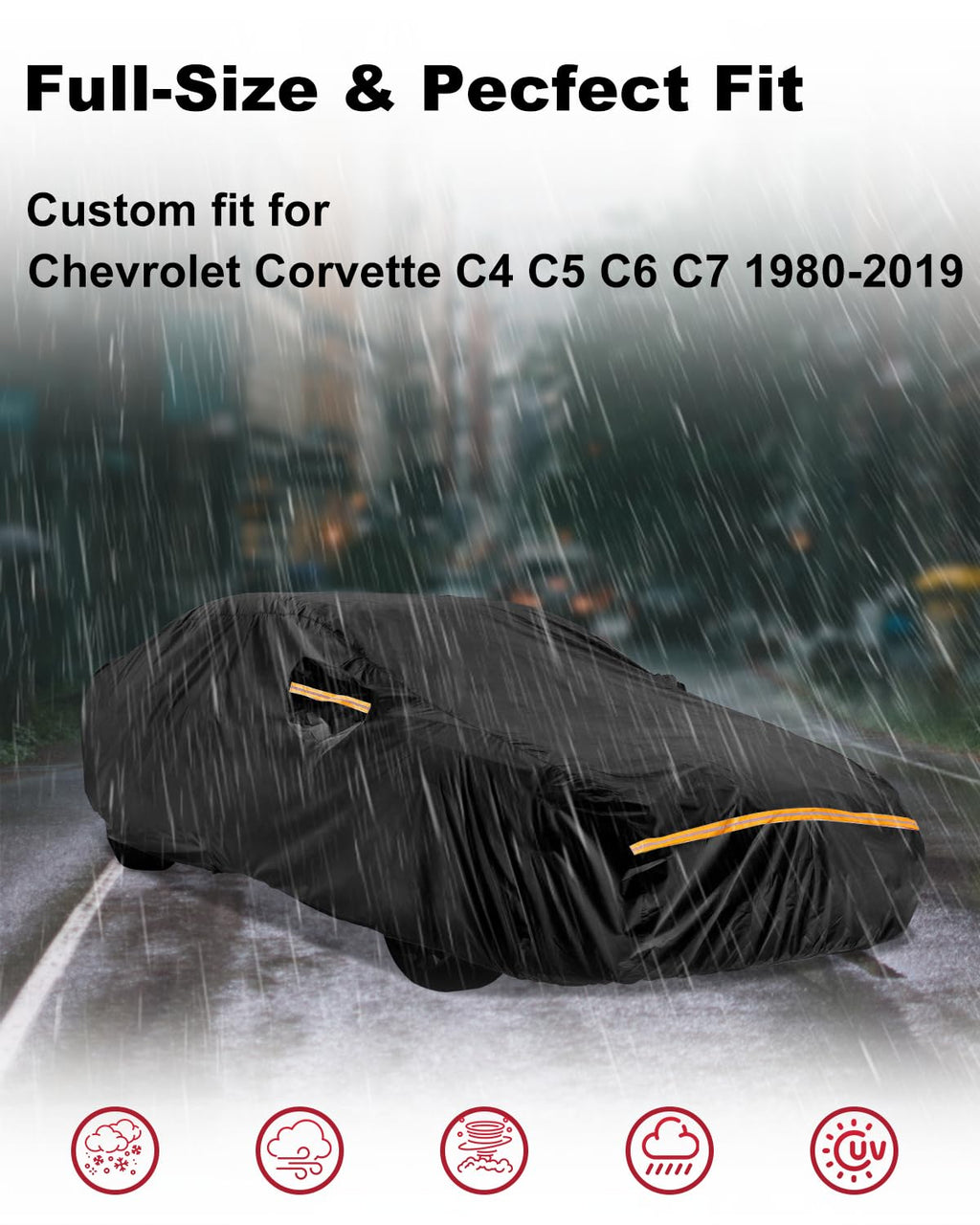 Car Cover Waterproof All Weather Custom Fit for Ford Mustang 1994-2025, 420D Oxford Full Outdoor Automtive Heavy Duty Covers Windproof Snowproof Dustproof UV Hail Protection Accessories
